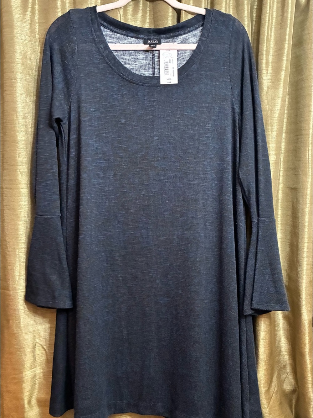 a.n.a Navy Heathered Long Sleeve Top